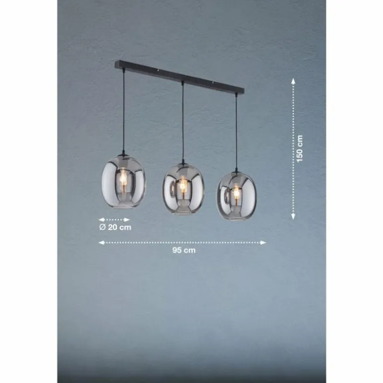 Suspension Fischer & Honsel Nayla Noir, 3 lumières