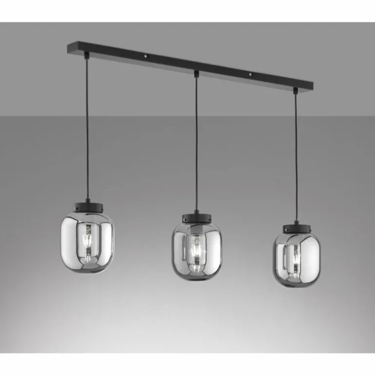 Suspension Fischer & Honsel Regi Noir, 3 lumières