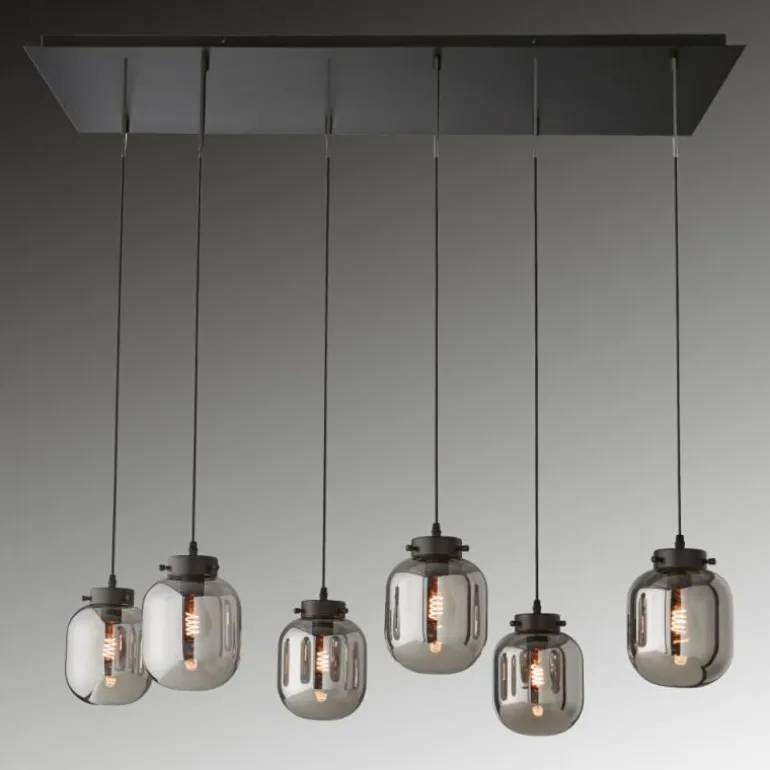 Suspension Fischer & Honsel Regi Noir, 6 lumières