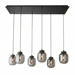 Suspension Fischer & Honsel Regi Noir, 6 lumières