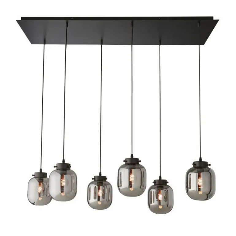 Suspension Fischer & Honsel Regi Noir, 6 lumières