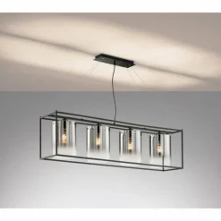 Suspension Fischer & Honsel Samu Noir, 4 lumières