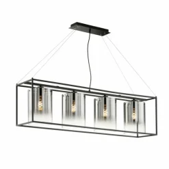 Suspension Fischer & Honsel Samu Noir, 4 lumières