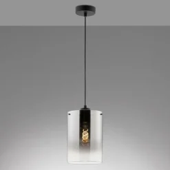 Suspension Fischer & Honsel Samu Noir, 1 lumière