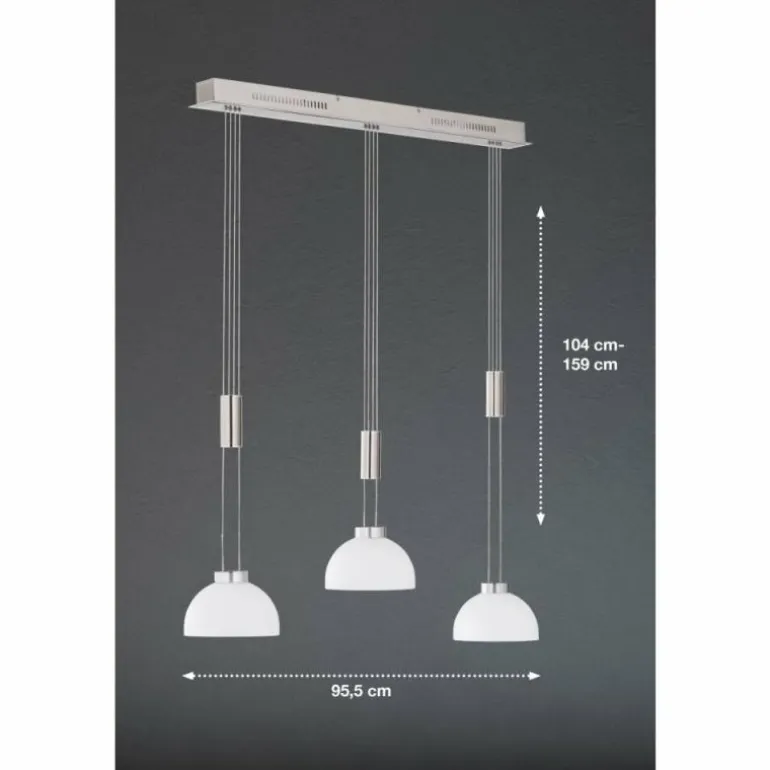Suspension Fischer & Honsel Avignon LED Nickel mat, 3 lumières