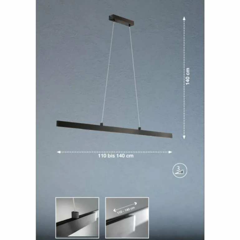 Suspension Fischer & Honsel Orell LED Anthracite, 1 lumière