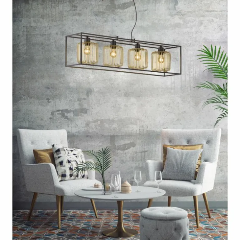 Suspension Fischer & Honsel Caydo Noir, 4 lumières