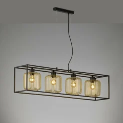 Suspension Fischer & Honsel Caydo Noir, 4 lumières