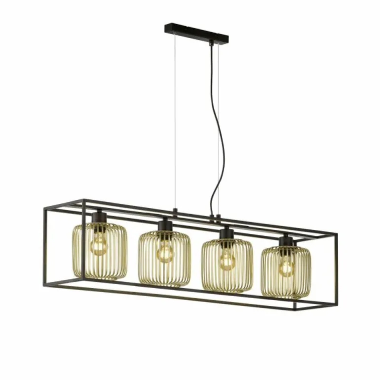 Suspension Fischer & Honsel Caydo Noir, 4 lumières