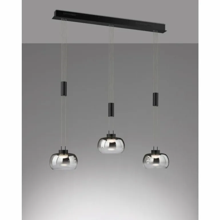 Suspension Fischer & Honsel Arosa LED Noir, 3 lumières