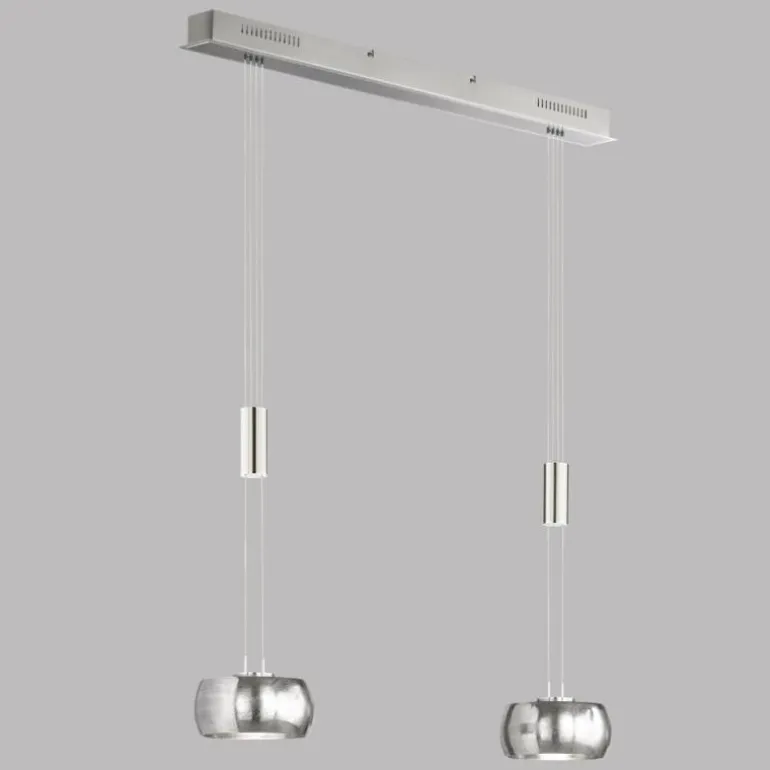 Suspension Fischer & Honsel Colette LED Nickel mat, 2 lumières