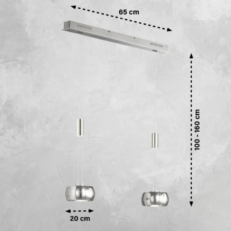Suspension Fischer & Honsel Colette LED Nickel mat, 2 lumières