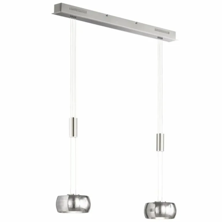Suspension Fischer & Honsel Colette LED Nickel mat, 2 lumières