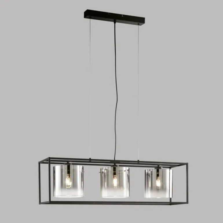 Suspension Fischer & Honsel Samu Noir, 3 lumières