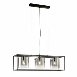 Suspension Fischer & Honsel Samu Noir, 3 lumières