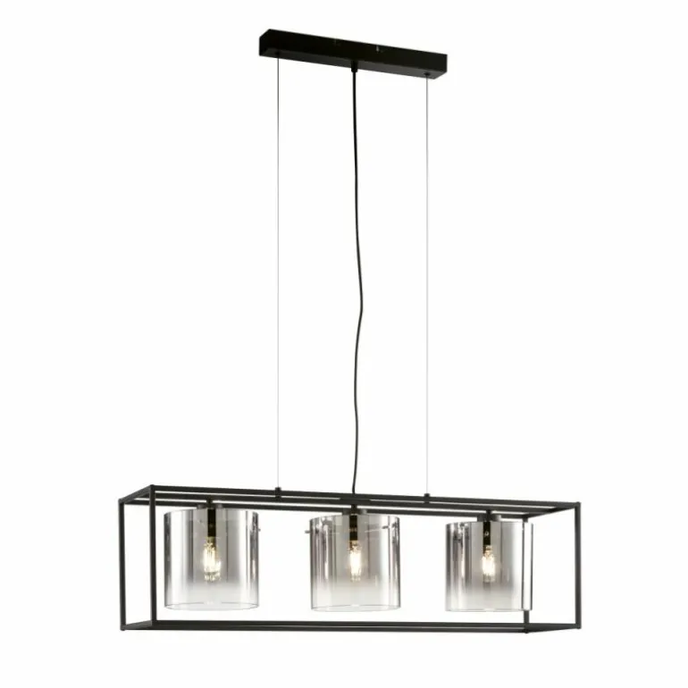 Suspension Fischer & Honsel Samu Noir, 3 lumières