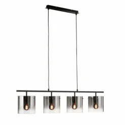 Suspension Fischer & Honsel Samu Noir, 4 lumières