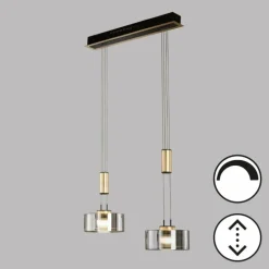 Suspension Fischer & Honsel Lavin LED Noir, 2 lumières