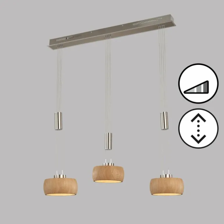 Suspension Fischer & Honsel SHINEWOOD LED Nickel mat, 3 lumières