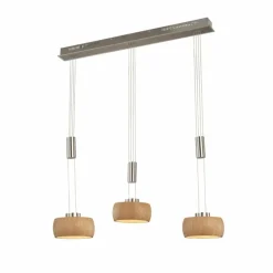 Suspension Fischer & Honsel SHINEWOOD LED Nickel mat, 3 lumières