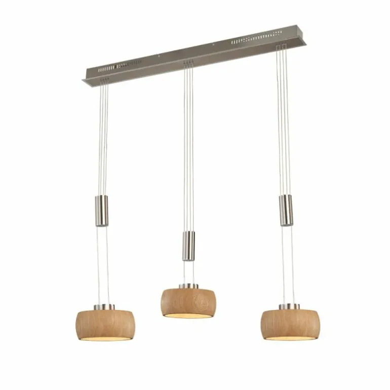 Suspension Fischer & Honsel SHINEWOOD LED Nickel mat, 3 lumières