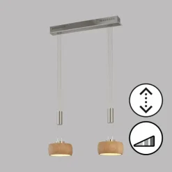 Suspension Fischer & Honsel SHINEWOOD LED Nickel mat, 2 lumières