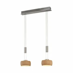 Suspension Fischer & Honsel SHINEWOOD LED Nickel mat, 2 lumières