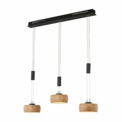 Suspension Fischer & Honsel SHINEWOOD LED Noir, 3 lumières