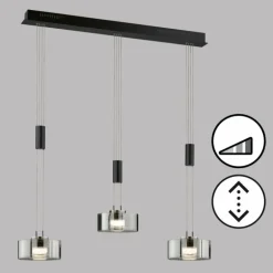 Suspension Fischer & Honsel Lavin LED Noir, 3 lumières