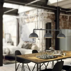 Suspension Fischer-Honsel Leitung Noir, 3 lumières