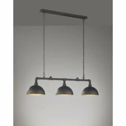 Suspension Fischer-Honsel Leitung Noir, 3 lumières