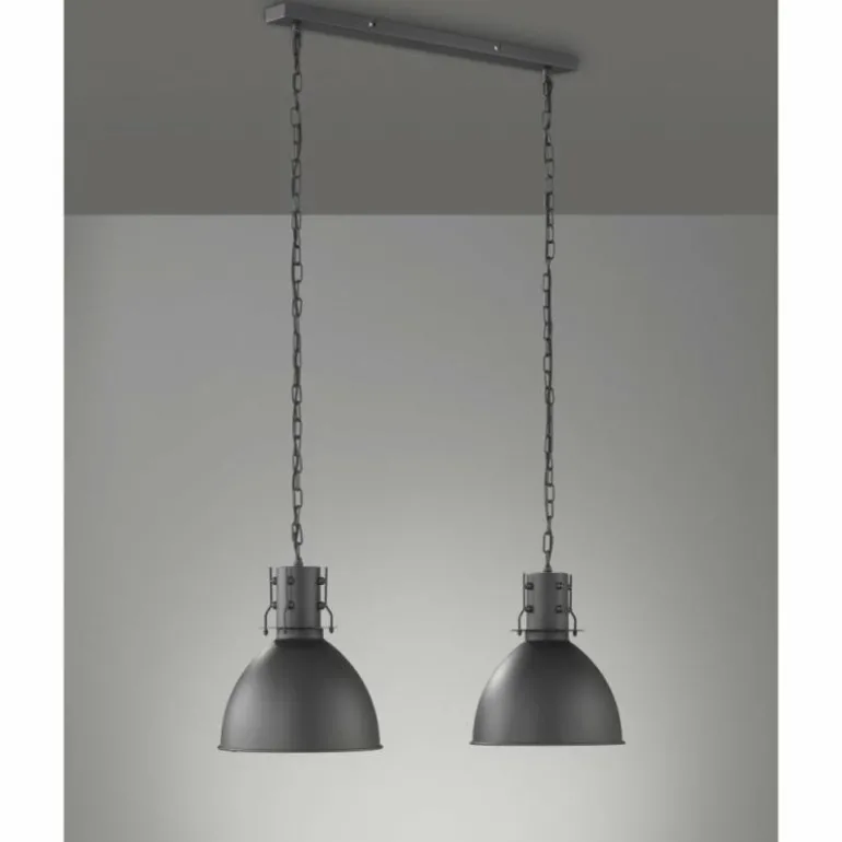 Suspension Fischer-Honsel London Noir, 2 lumières