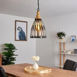 Suspension Flaine Brun, Noir, 1 lumière