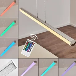 Suspension Flaut LED Chrome, 1 lumière, Télécommandes, Changeur de couleurs