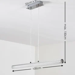 Suspension Flaut LED Chrome, 1 lumière, Télécommandes, Changeur de couleurs