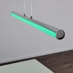 Suspension Flaut LED Chrome, 1 lumière, Télécommandes, Changeur de couleurs