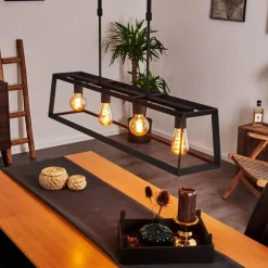 Suspension Foss Noir, 4 lumières