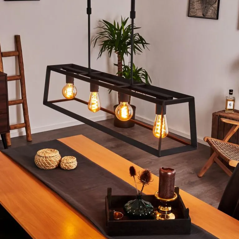 Suspension Foss Noir, 4 lumières