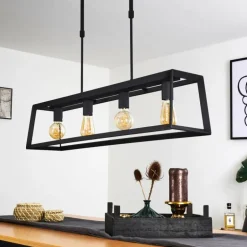 Suspension Foss Noir, 4 lumières