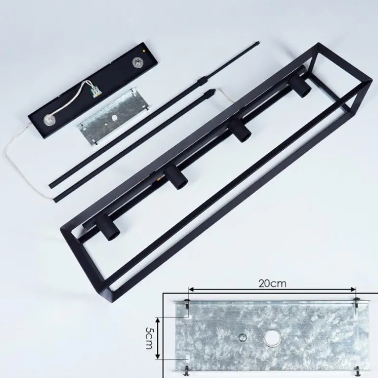 Suspension Foss Noir, 4 lumières