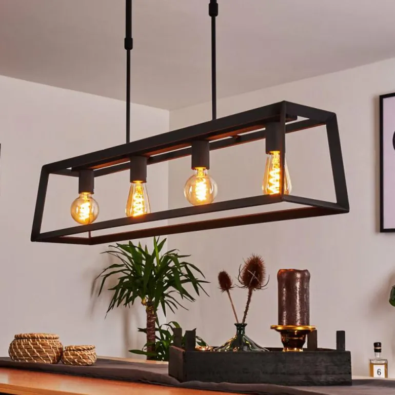 Suspension Foss Noir, 4 lumières