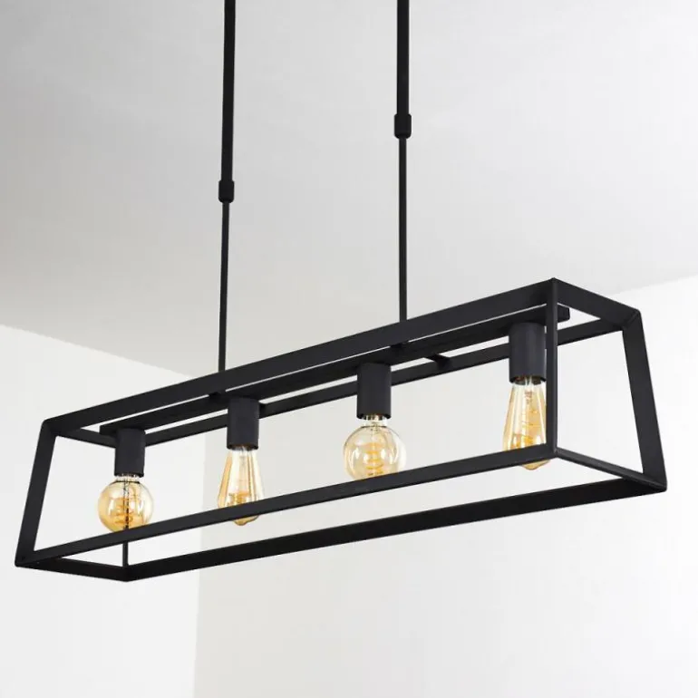 Suspension Foss Noir, 4 lumières