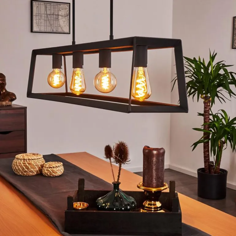 Suspension Foss Noir, 4 lumières