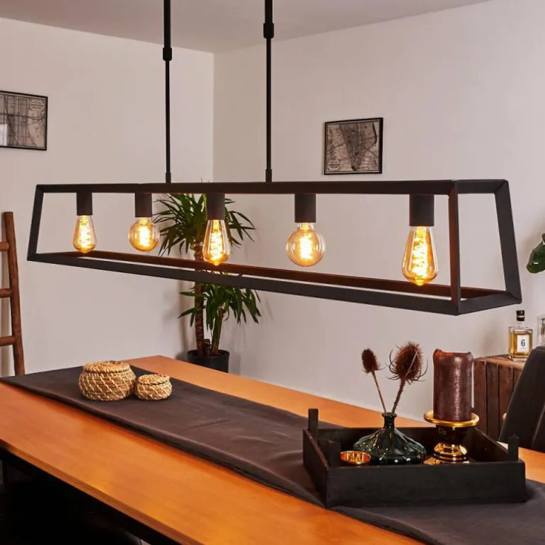 Suspension Foss Noir, 5 lumières