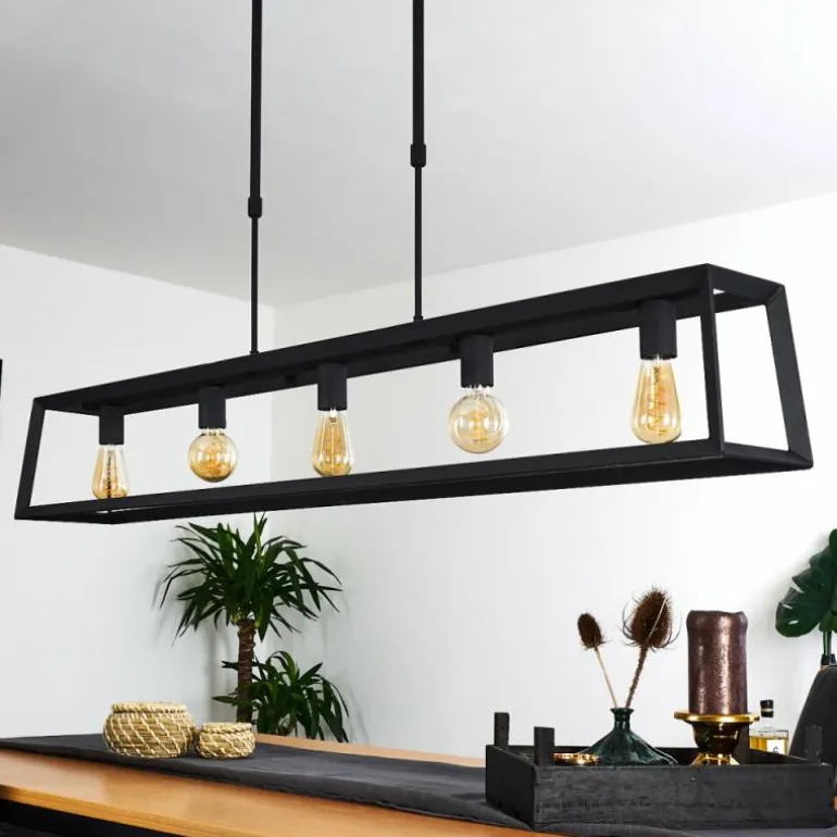 Suspension Foss Noir, 5 lumières