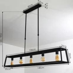 Suspension Foss Noir, 5 lumières