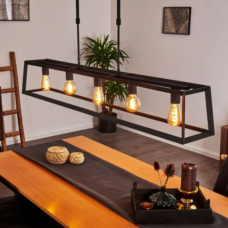 Suspension Foss Noir, 5 lumières