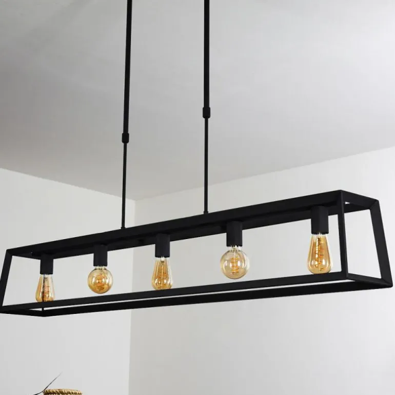 Suspension Foss Noir, 5 lumières