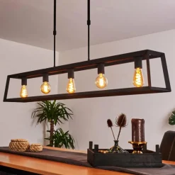 Suspension Foss Noir, 5 lumières