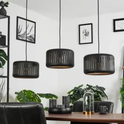 Suspension Fournie Noir, 3 lumières